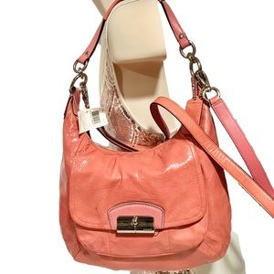 COACH 19299 KRISTIN PATENT LEATHER ROSE HOBO BAG MSRP $328